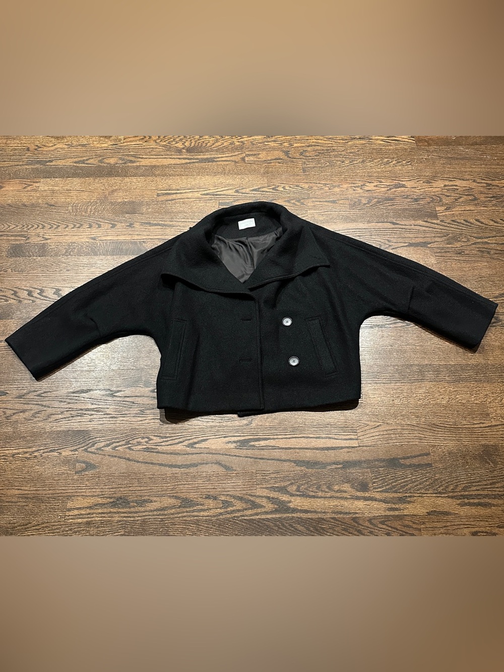 Modern Citizen Black Cropped Wool Pea Coat